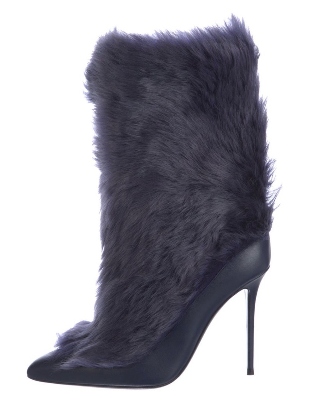 Giuseppe Zanotti Faux Fur High Heel Ankle Boot - Deep Navy